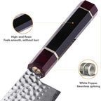 FINDKING Eternity Series Japanese Chef Knife with ABS sheath, Professional Kitchen Knife, 9Cr18MoV Damascus Steel Blade, Resin Octagonal Handle, Sharp, for Meat Cutting, 8 Inches