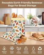 Beeswax Bread Bags for Homemade Bread,Reusable Beeswax Bags for Sourdough, 2 Pack Cotton Linen Food Storage Bag to Keep Fresh - Easy to Clean Organic Beeswax Bag Extra Large 17x12 in