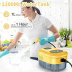 Touchscreen Steam Cleaner 1100ML 2500W High Temperature Pressure Handheld Steam Cleaning Machine with Brush Heads and Gloves 7 in 1 for Car Floor Kitchen Bathroom Window Furniture (Yellow)