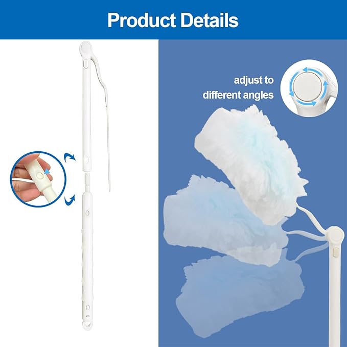 Replacement Handles Compatible with Swiffer Duster Refill, Swiffer Duster Extended Handle,Foldable & Extendable Dust Handle Only(White 3pcs)