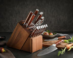 XINZUO 15pcs Kitchen Knife Set with Block, Professional Damascus Chef Knife Set-steak Knife Set of 6-Kitchen Shear&Diamond Honing Steel,Natural Rosewood Handle, Razor Sharp