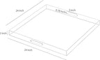 Oversize Extra Large King Size Bed Tray for Eating Big Clear Acrylic Serving Tray with Handles 24x24 Inch -Spill Proof- Decorative Countertop Organizer for Ottoman,Bed,Party, Butler Tray