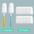 Car Interior Duster - Ultimate Cleaning Tool for Cars, House, and Office - Compact Mini Design for Effortless Dust Removal Double-Sided Design 2handle +20 Duster Refills.