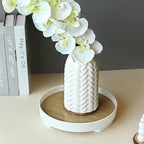 Modern Ceramic Vase for Living Room Bedroom 8.26'' Antique White Minimalist Farmhouse Rustic Unique Creative Fresh Flower Vase for Home Decor Office Centerpieces Fireplace Gift for Fake Plant