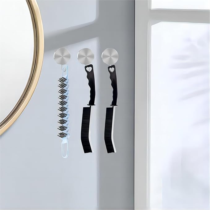 Crevice Cleaning Brush Hard Bristle Grout Brush Scrub Brush Toilet Brush Cleaning Tools Cleaning Supplies for Household Use Bathroom Kitchen 3 Pcs (Black&Blue)