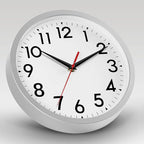 12 Inch Wall Clock Battery Operated Silent Non Ticking Analog Modern Decorative for Office Kitchen Outdoor Living Room Classroom Bedroom Bathroom School(Silver)