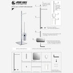 Freestanding Toilet Brush and Paper Holder Set Superior Hotel Luxury Style Join Roll Paper and Toilet Brush Non-Skid Sturdy Floor Stand Brass Chrome with White Ceramic Cup