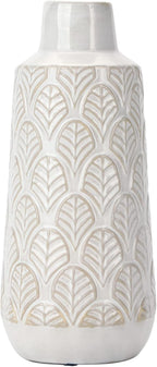 10 Inch White Ceramic Vase, Cute Flower Vase for Pampas Grass, Home, Living Room, Dining Table, Farmhouse, Office Decor, Bedroom, Table, and Kitchen Shelf