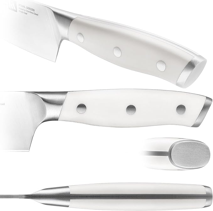 Klaus Meyer Stahl High Carbon Exclusive German Steel 4.5 inch 6 Piece Steak Knife Set (White)