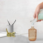 Glass Soap Dispenser with Gold Pump, 15oz Liquid Hand Dispenser, Refillable Lotion Dish Soap Dispenser for Modern Home Decor, Bathroom, Kitchen Countertop, Hotel(Amber)