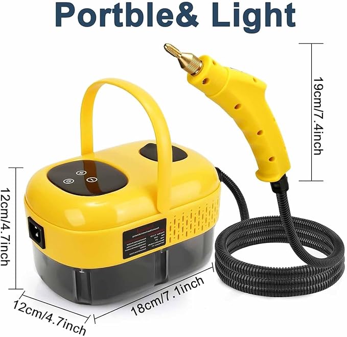 Touchscreen Steam Cleaner 1100ML 2500W High Temperature Pressure Handheld Steam Cleaning Machine with Brush Heads and Gloves 7 in 1 for Car Floor Kitchen Bathroom Window Furniture (Yellow)