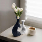 Ceramic Vases for Home Decor, Modern Heart Shaped Vase Set of 2, Matte Farmhouse Dried Fake Flowers Vase for Office, Living, Dining Room, Kitchen