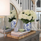 Hollyone Blue and White Porcelain Vase Large Chinoiserie Floral Vintage Tall Blue Ceramic Vases for Home Mantle Shelf Living Room Table Centerpieces Decor, 7.3 Inch