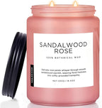 M&SENSE Sandalwood Rose Scented Candle 19.4oz 110 Hours Long Lasting Burn Natural Soy Wax Strong Scented Candle for Home, 2 Wick Home Fragrance Slow Burning Housewarming Gifts for Men Women
