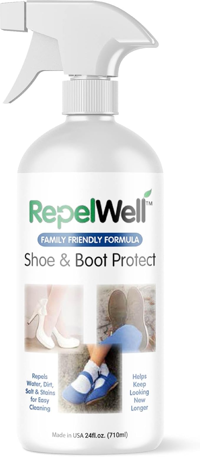 Shoe & Boot Stain & Water Repellent (24oz) Eco-Friendly, Pet-Safe Spray Keeps Fabric, Leather & Suede Clean & Dry