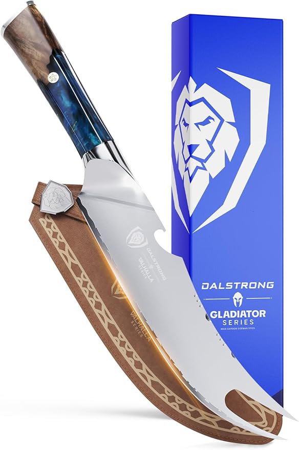 Dalstrong BBQ Pitmaster Knife - 8 inch - Valhalla Series - Forked Tip & Bottle Opener - HC Steel - Celestial Resin & Wood Handle - Breaking Knife - w/Leather Sheath