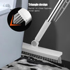 Floor Scrubbing Brush with 57" Adjustable Long Handle,3 in 1 Living Grout Brush with Squeegee,V-Shape Stiff Brush Bristle,Heavy Duty Bathroom Cleaning Brush for Tile,Deck,Patio,Wall,Garage,Kitchen,Blu
