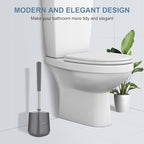 SetSail Toilet Brush and Holder 3 Pack, Self Closing Lid Toilet Bowl Brushes Holder Extra Long Handle Ventilated Toilet Brush Set for Bathroom Cleaning, Nylon Bristles, Grey