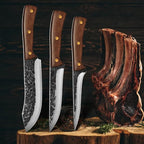UniqueFire Chef Knife set 3 Pcs, Professional Kitchen Knives set, Sharp Butcher knife sets, Hand-forged High Carbon Steel Meat Cleaver knife, Ergonomic Wood Handle with Gift Box for Home & Restaurant
