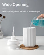 Foaming Soap Dispenser, White Ceramic Refillable Foam Hand Soap Pump for Bathroom Kitchen, 10.5OZ Lotion Dispenser, Foaming Dish Soap Dispenser, Modern Stripe Design, ANTIS'S HOME