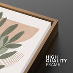 Bwodke Boho Wall Art, Framed Abstract Wall Art, Green Botanical Neutral Canvas Wall Decor, Large Mid Century Plant Pictures Set of 3, Modern Minimalist Paintings, for Bedroom Living Room Bathroom