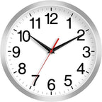 12 Inch Wall Clock Modern Battery Operated Silent Non Ticking Analog Clock Decorative for Bedroom Kitchen Bathroom Office Home Living Room (Silver)