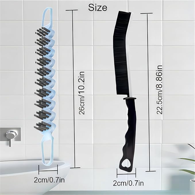 Crevice Cleaning Brush Hard Bristle Grout Brush Scrub Brush Toilet Brush Cleaning Tools Cleaning Supplies for Household Use Bathroom Kitchen 3 Pcs (Black&Blue)