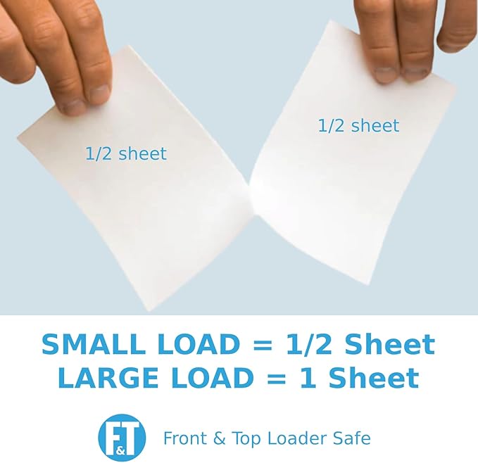 Laundry Detergent Sheets - Pre-Measured Laundry Sheets - Powerful Stain Removal - Gentle on Skin & Fabrics - Works in All Washers - Convenient. (Fragrance free - 5 Sheet Pack)