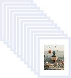 10x14 Picture Frame Set of 12 for 30 x 40 cm Diamond Art Painting, Display 8.5x11 with Mat or 10x14 without Mat, Wood 10 by 14 Wall Gallery Poster Photo Frames Bulk with 8.5x11 Mat,12 Pack, White