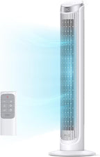 Dreo Tower Fans for Bedroom, 90°Oscillating Fans for indoors,5 Speeds 4 Modes Max 26ft/s, 12H Timer, LED Display with Touch, Remote, 40" Quiet Bladeless Standing Floor Fan for Home Office, White