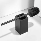 Freestanding Toilet Brush Holder for bathrooms 304 Stainless Steel Toilet Brush Stand Square Storage and Organization Rust Resistant 17-inch high Matte Black Finished