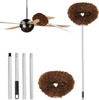 Ceiling Fan Cleaner Duster Reusable Microfiber Ceiling Fan Blade Cleaner Removable Duster with Extension Pole Adjusts 13 to 49.7 Inch for Cleaning Walls Bookshelves Furniture Door Window Top (Brown)