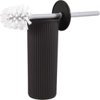 Superio Ribbed Collection - Decorative Plastic Toilet Bowl Brush and Holder Set, Brown (1 Pack) Cleaner Scrubber for Bathroom