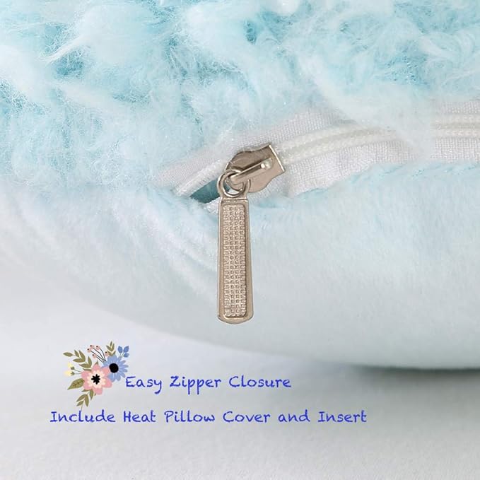 MOOWOO Fluffy Heart Throw Pillow with Pillow Cover and Insert, Shaggy Faux Fur, Decorative Design for Indoor and Outdoor, (Blue, Heart Shape-15.7X15.7Inches)