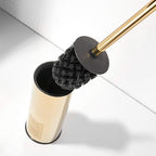 Freestanding Toilet Brush Holder for bathrooms 304 Stainless Steel Toilet Brush Stand Round Storage and Organization Rust Resistant 18-inch high Polished Gold Finished