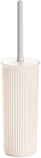Superio Ribbed Collection - Eco-Friendly Decorative Plastic Toilet Bowl Brush and Holder Set, (1 Pack) Cleaner Scrubber for Bathroom