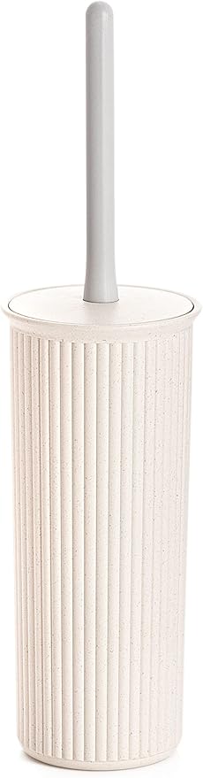 Superio Ribbed Collection - Eco-Friendly Decorative Plastic Toilet Bowl Brush and Holder Set, (1 Pack) Cleaner Scrubber for Bathroom