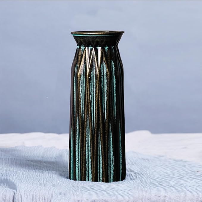 Bronze Antique Vase, 12 Inches Vintage Glass Vase Rustic European Unique Chic Style for Tabletop, Kitchen, Office, Living Room Decoration