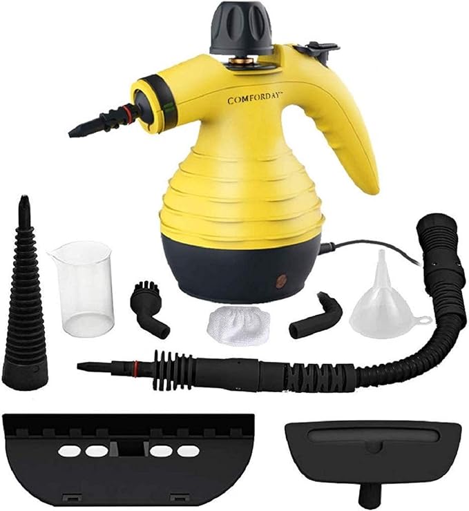Comforday Multi-Purpose Handheld Pressurized Steam Cleaner with 9-Piece Accessories, Perfect for Stain Removal, Curtains, Car Seats, Floor, Carpet, Window Cleaning