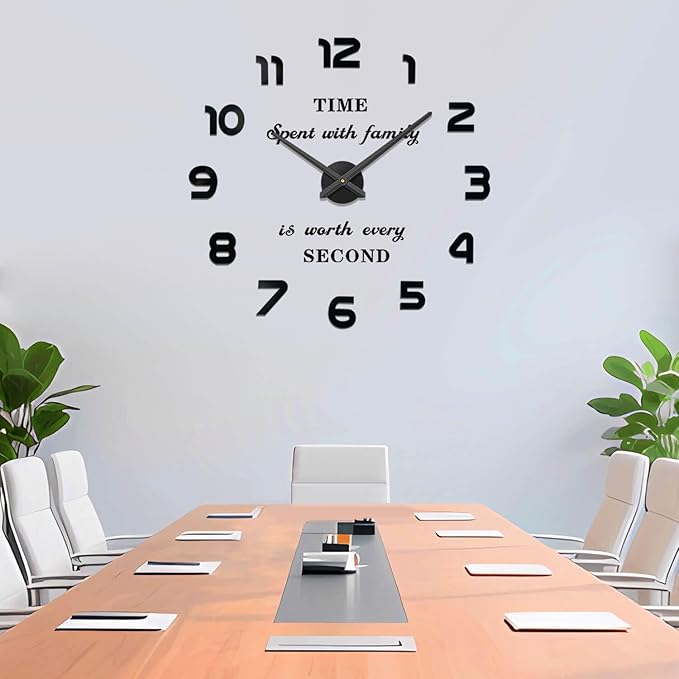 VANGOLD Large Wall Clocks for Living Room Decor, Decorative Wall Clocks Battery Operated (Black Wall Decor)