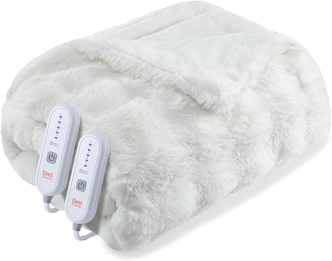 Heated Blanket Electric King- 100"x90" Soft Thick Bubble Electric Blanket for Sofa with 5 Heat Levels & 10 Hours Auto-Off Overheat Protection, Warm Cozy Gifts, Cream