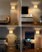 Lightdot 68IN Gold Floor Lamp Dimmable Linen Shade LED Floor Lamps with 3000K Soft Warm White for Wedding/Party, Modern Tall Lamp for Living Room/Bedroom (Bulbs Included)