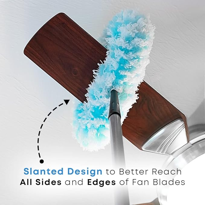 Fuller Brush Fuzzy Fan Duster – Dust & Clean Ceiling Fans, Walls, Woodwork – Polystatic & Microfiber Grabs & Holds Dust, Lint, Cobwebs & Dirt - Fan Duster Head Only (Teal)