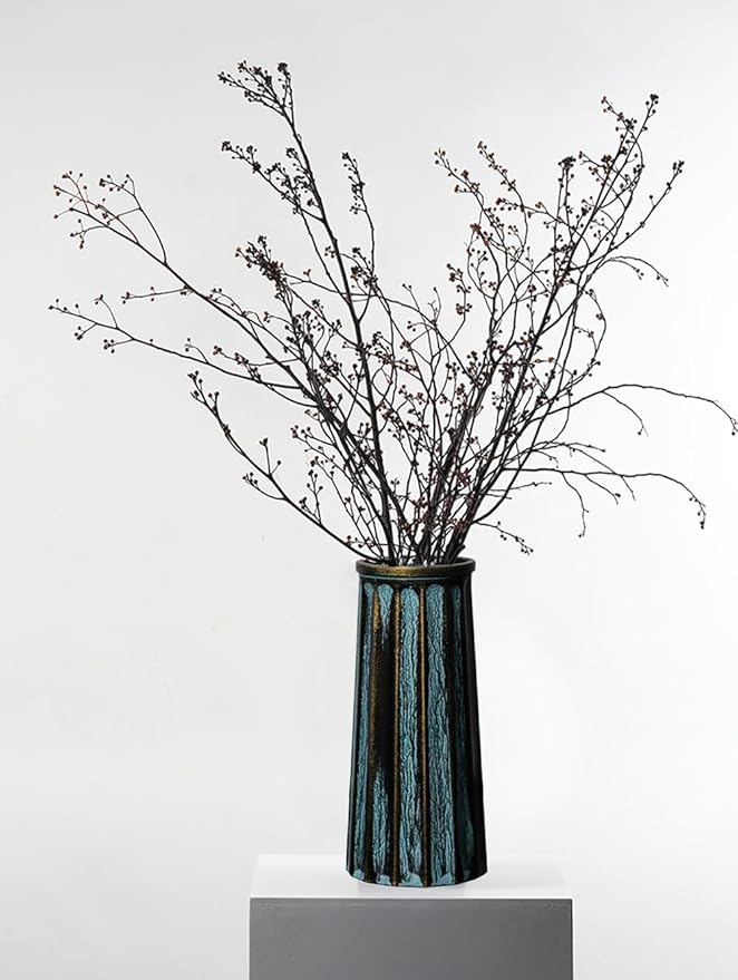 Black Vintage Vase, 10 Inches Antique Glass Vase Rustic European Unique Chic Style for Tabletop, Kitchen, Office, Living Room Decoration