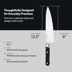 Misen 8" Chef Knife – High Carbon Japanese AUS-10 Stainless Steel – Hybrid German & Japanese Blade – Precision Kitchen Knife for Professionals & Home Cooks – Ultimate Cutting Performance - Black