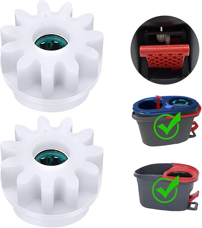 2 Pcs Easy Mop Pedal Broom Spin Mop Replacement One Way Clutch Bearing Bucket Gear Sprockets Repair Compatiable with Oceda Vilida and Market 90% Spin Mop System (2 Pcs Bearing Bucket Gears)