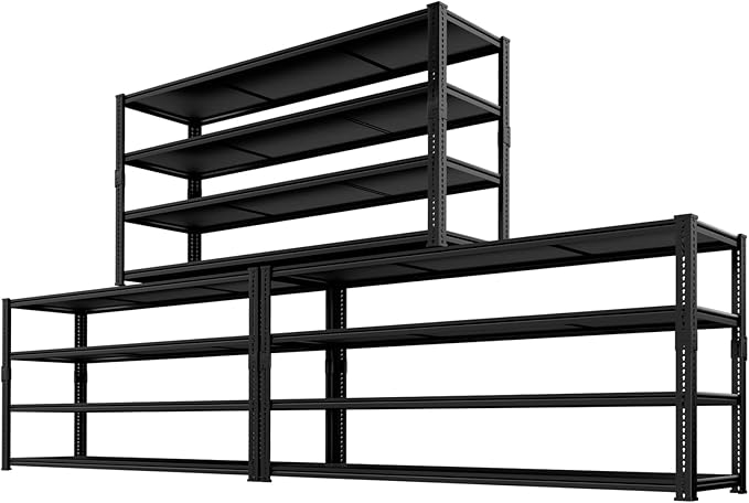 Storage Shelves Heavy Duty, 60" L x 24" W x 78" H Garage Storage Shelves Unit Loads 2960LBS, 4-Tier Adjustable Metal Industrial Utility Shelf Rack for Kitchen, Laundry Room, Warehouse, Basement