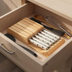 Alata 6-Piece White Steak Knives Set with Block, Stainless Steel Steak Knife set with Serrated Edge, Razor-Sharp, Full-Tang Construction, Dishwasher Safe