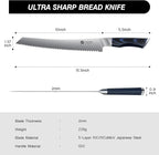 FINTISO Bread Knife 10 Inch, Serrated Bread Cutter with Razor Sharp Japanese High Carbon Stainless Steel Blade & G10 Ergonomic Handle, Wavy Edge Knife for Bread, Cake & Pastries, Ideal Baking Gift