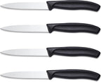 BEWOS Paring Knife - Straight Edge Paring Knives Set of 4, Ergonomic Handle, Classic Black PP Plastic Handle, Fruit Knife & Cutting Knives for Kitchen, 4.1-inch Pointed Tip